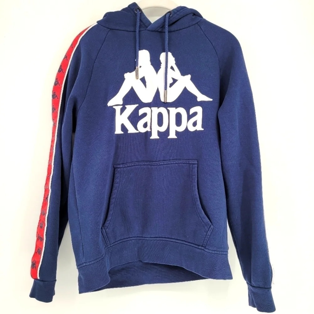 KAPPA blue hoodie with stripe sleeves small